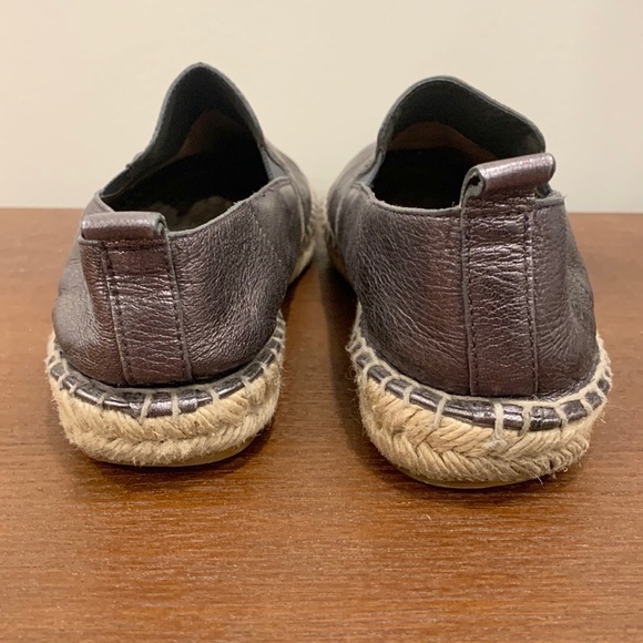 Vince Leather Metallic Canvas Flat Espadrilles - Picture 9 of 12